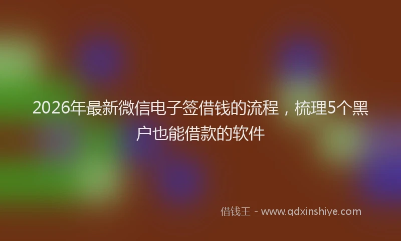 2026年最新微信电子签借钱的流程，梳理5个黑户也能借款的软件