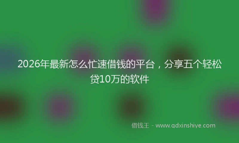 2026年最新怎么忙速借钱的平台，分享五个轻松贷10万的软件