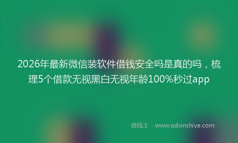 2026年最新微信装软件借钱安全吗是真的吗，梳理5个借款无视黑白无视年龄100%秒过app