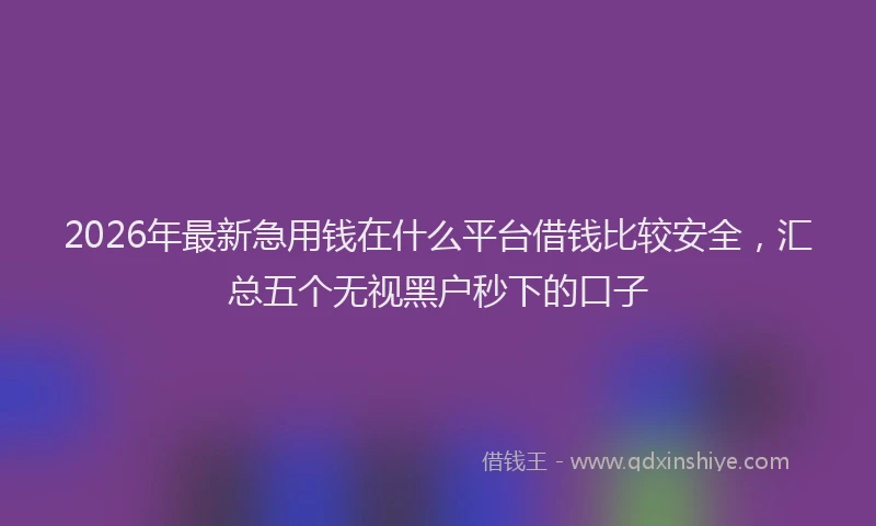 2026年最新急用钱在什么平台借钱比较安全,汇总五个无视黑户秒下的口子