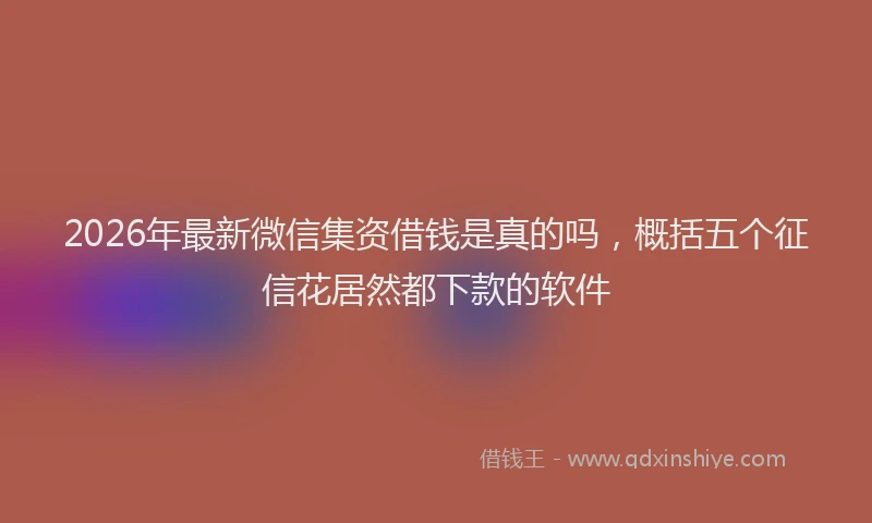 2026年最新微信集资借钱是真的吗，概括五个征信花居然都下款的软件