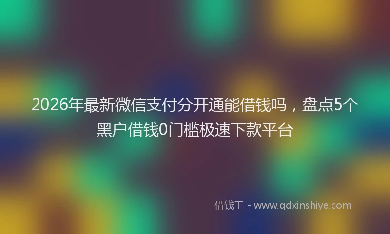 2026年最新微信支付分开通能借钱吗，盘点5个黑户借钱0门槛极速下款平台
