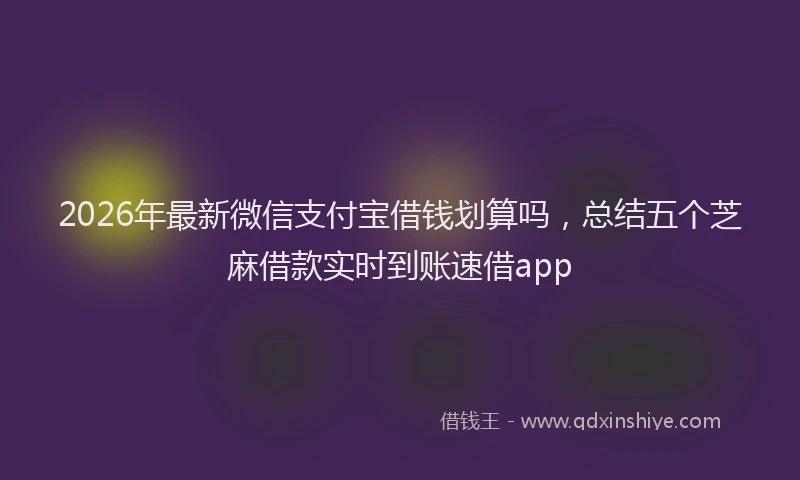 2026年最新微信支付宝借钱划算吗，总结五个芝麻借款实时到账速借app