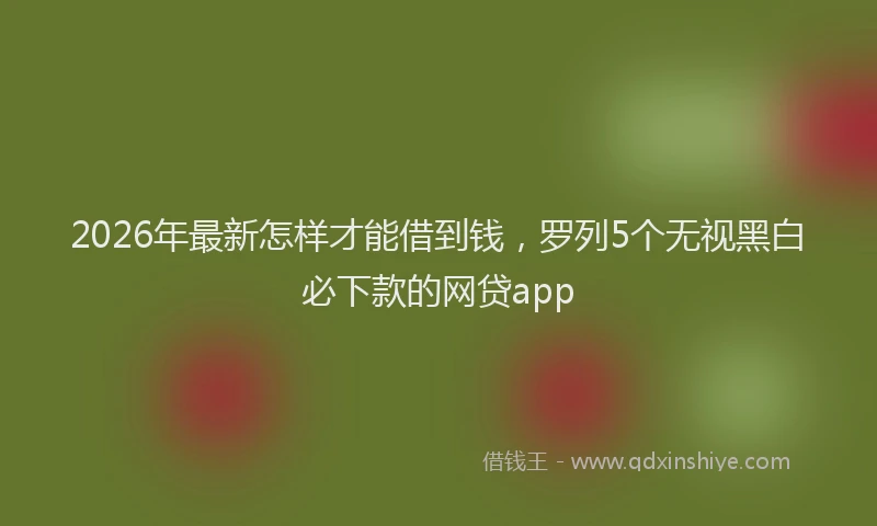 2026年最新怎样才能借到钱，罗列5个无视黑白必下款的网贷app