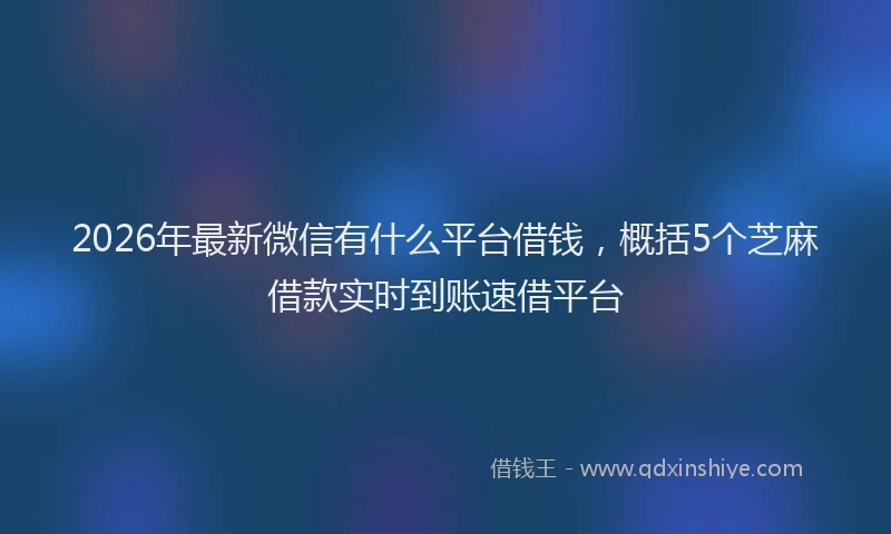 2026年最新微信有什么平台借钱，概括5个芝麻借款实时到账速借平台