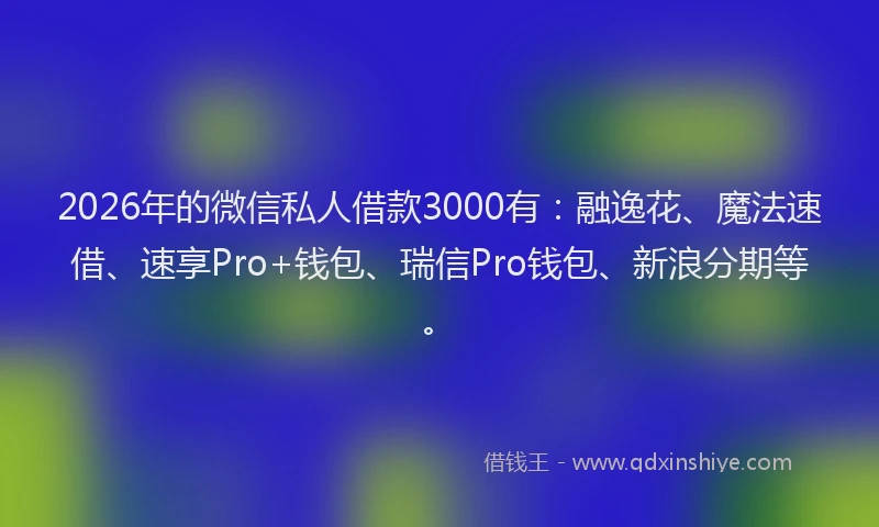 2026年的微信私人借款3000有：融逸花、魔法速借、速享Pro+钱包、瑞信Pro钱包、新浪分期等。