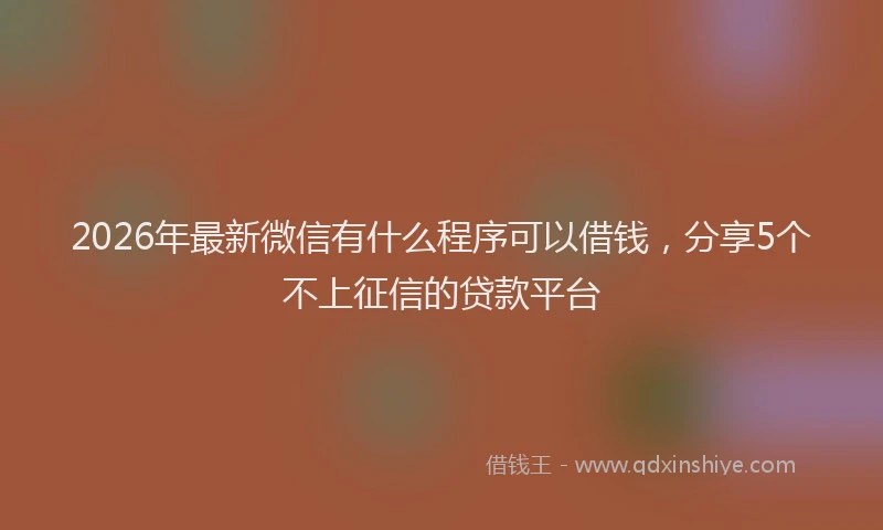 2026年最新微信有什么程序可以借钱，分享5个不上征信的贷款平台