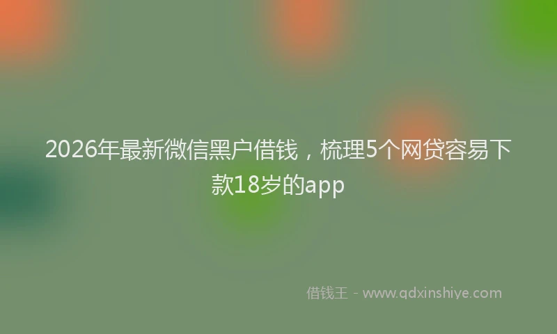 2026年最新微信黑户借钱，梳理5个网贷容易下款18岁的app
