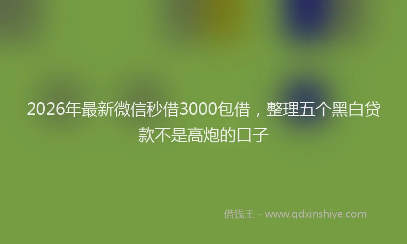 2026年最新微信秒借3000包借，整理五个黑白贷款不是高炮的口子