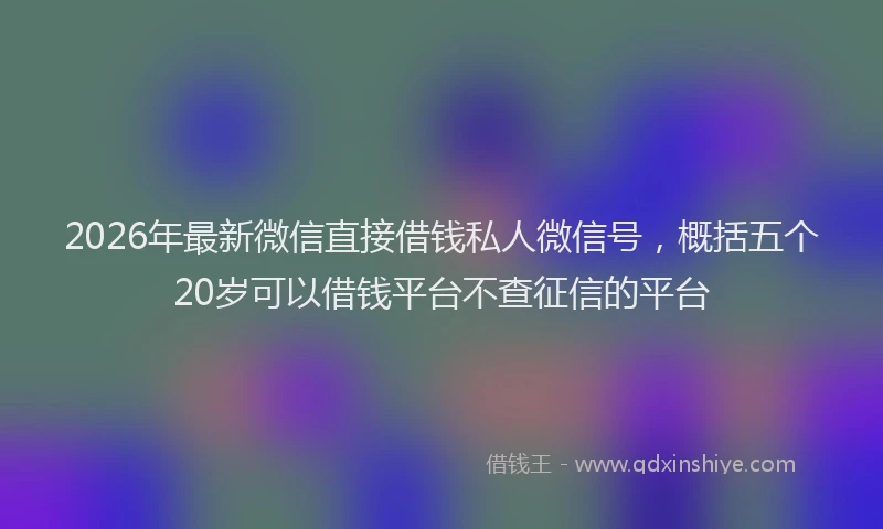 2026年最新微信直接借钱私人微信号，概括五个20岁可以借钱平台不查征信的平台