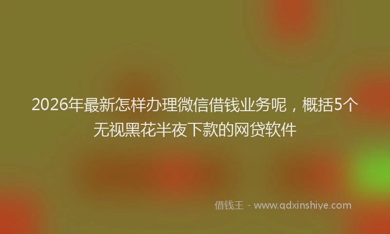 2026年最新怎样办理微信借钱业务呢，概括5个无视黑花半夜下款的网贷软件