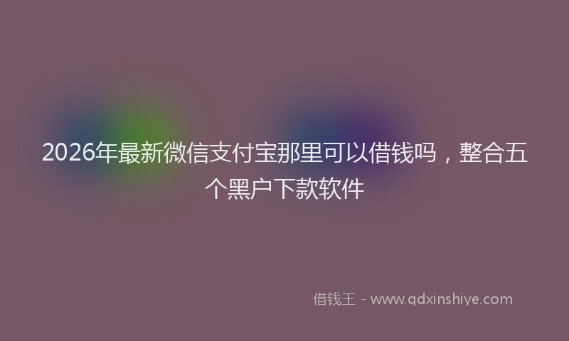2026年最新微信支付宝那里可以借钱吗，整合五个黑户下款软件