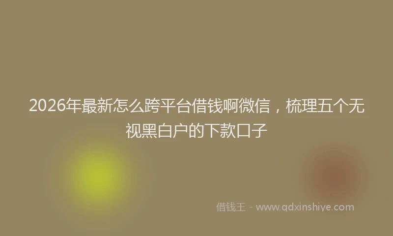 2026年最新怎么跨平台借钱啊微信,梳理五个无视黑白户的下款口子