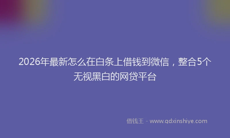 2026年最新怎么在白条上借钱到微信，整合5个无视黑白的网贷平台