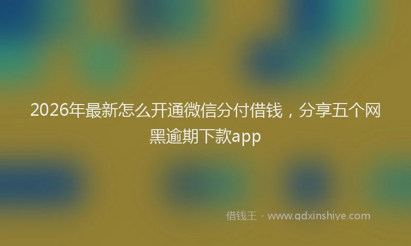 2026年最新怎么开通微信分付借钱，分享五个网黑逾期下款app