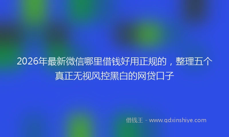 2026年最新微信哪里借钱好用正规的，整理五个真正无视风控黑白的网贷口子