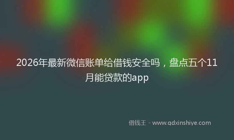 2026年最新微信账单给借钱安全吗，盘点五个11月能贷款的app