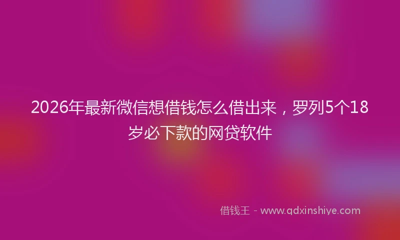 2026年最新微信想借钱怎么借出来，罗列5个18岁必下款的网贷软件