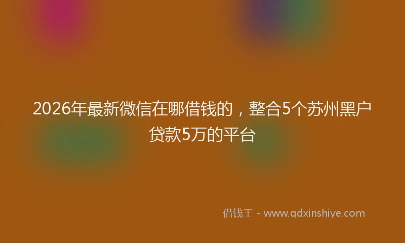 2026年最新微信在哪借钱的，整合5个苏州黑户贷款5万的平台