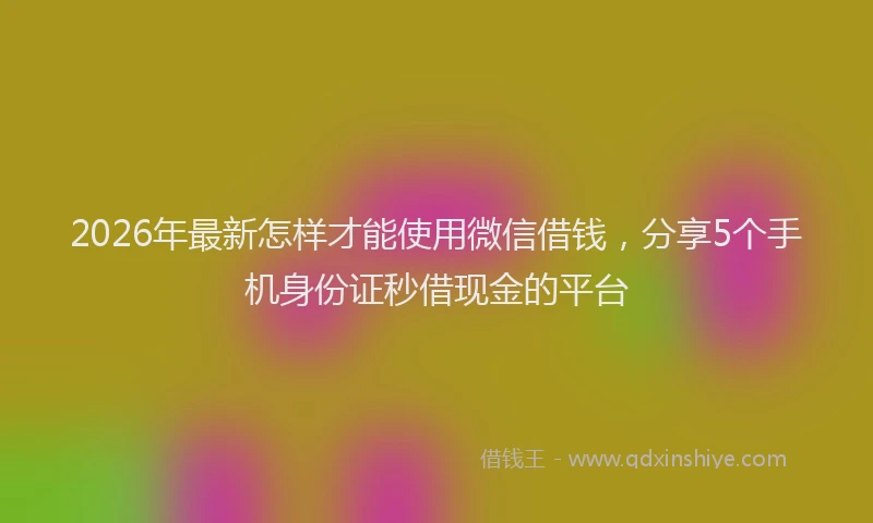 2026年最新怎样才能使用微信借钱，分享5个手机身份证秒借现金的平台
