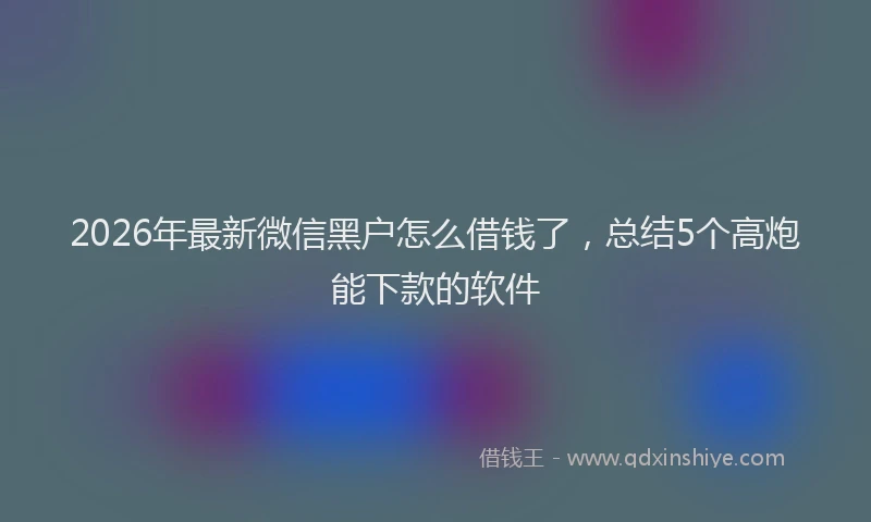 2026年最新微信黑户怎么借钱了，总结5个高炮能下款的软件