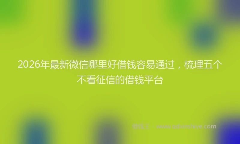 2026年最新微信哪里好借钱容易通过，梳理五个不看征信的借钱平台
