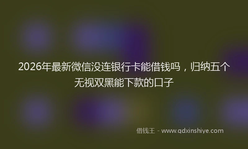 2026年最新微信没连银行卡能借钱吗，归纳五个无视双黑能下款的口子