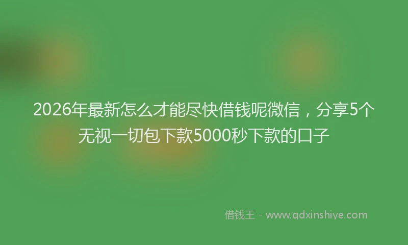 2026年最新怎么才能尽快借钱呢微信，分享5个无视一切包下款5000秒下款的口子