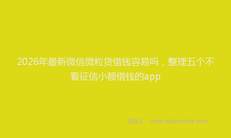 2026年最新微信微粒贷借钱容易吗，整理五个不看征信小额借钱的app