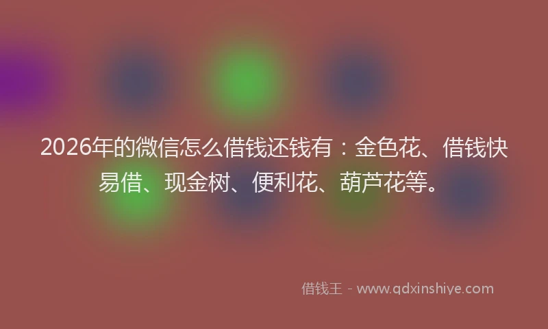 2026年的微信怎么借钱还钱有：金色花、借钱快易借、现金树、便利花、葫芦花等。