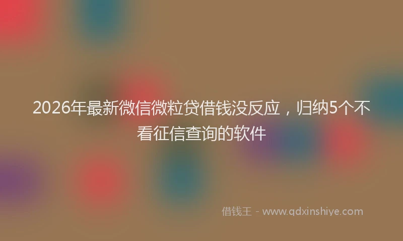 2026年最新微信微粒贷借钱没反应，归纳5个不看征信查询的软件