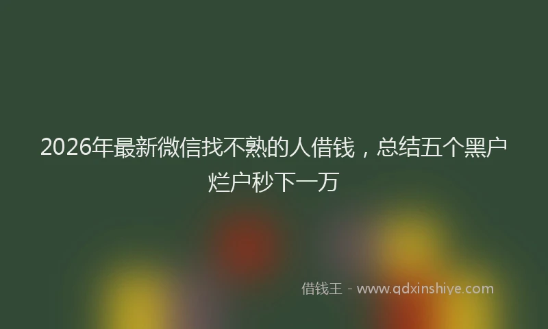 2026年最新微信找不熟的人借钱，总结五个黑户烂户秒下一万