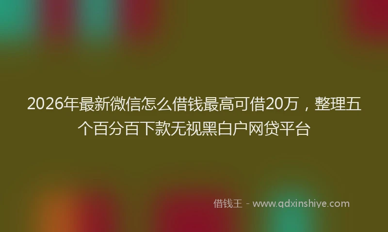 2026年最新微信怎么借钱最高可借20万，整理五个百分百下款无视黑白户网贷平台