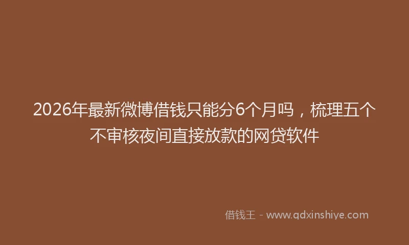 2026年最新微博借钱只能分6个月吗，梳理五个不审核夜间直接放款的网贷软件
