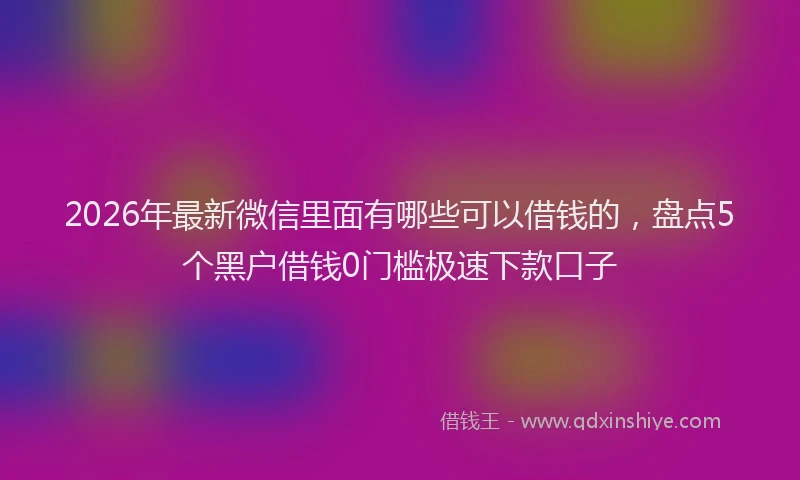 2026年最新微信里面有哪些可以借钱的，盘点5个黑户借钱0门槛极速下款口子