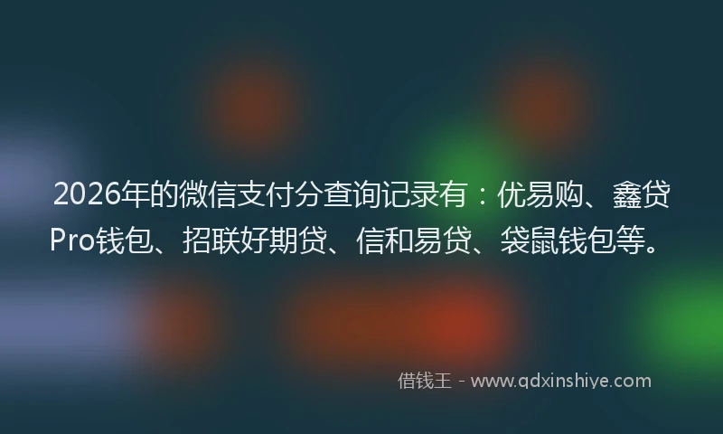 2026年的微信支付分查询记录有：优易购、鑫贷Pro钱包、招联好期贷、信和易贷、袋鼠钱包等。