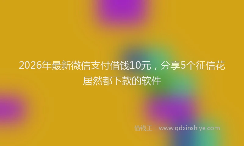 2026年最新微信支付借钱10元，分享5个征信花居然都下款的软件