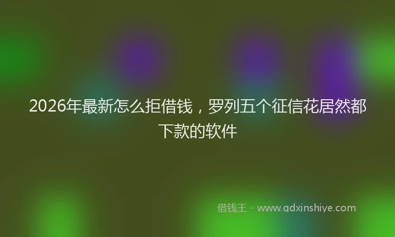 2026年最新怎么拒借钱，罗列五个征信花居然都下款的软件