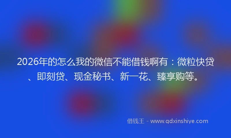 2026年的怎么我的微信不能借钱啊有：微粒快贷、即刻贷、现金秘书、新一花、臻享购等。