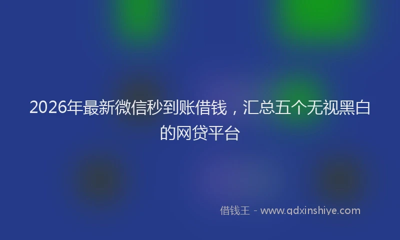 2026年最新微信秒到账借钱，汇总五个无视黑白的网贷平台