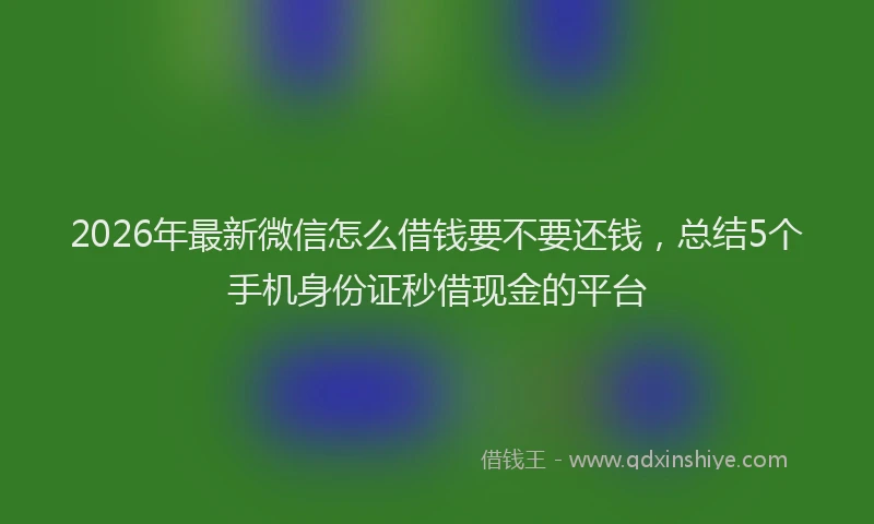 2026年最新微信怎么借钱要不要还钱，总结5个手机身份证秒借现金的平台