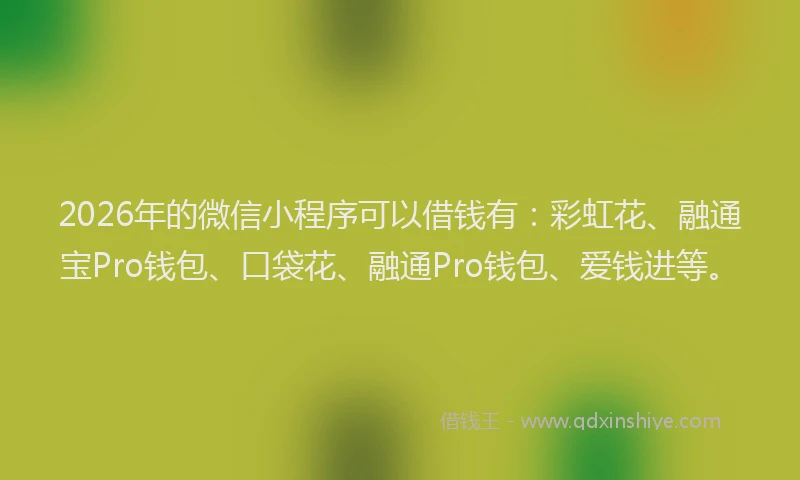 2026年的微信小程序可以借钱有：彩虹花、融通宝Pro钱包、口袋花、融通Pro钱包、爱钱进等。