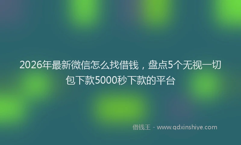 2026年最新微信怎么找借钱，盘点5个无视一切包下款5000秒下款的平台