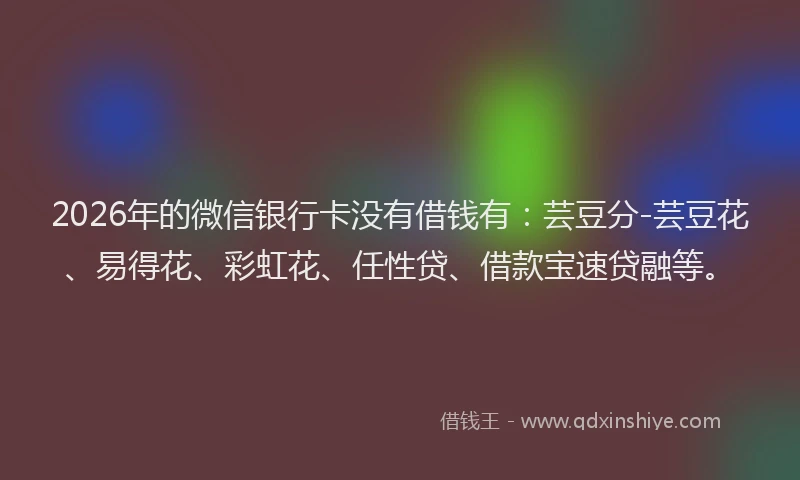 2026年的微信银行卡没有借钱有：芸豆分-芸豆花、易得花、彩虹花、任性贷、借款宝速贷融等。
