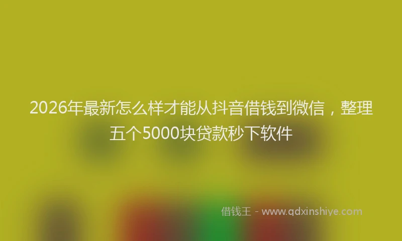 2026年最新怎么样才能从抖音借钱到微信，整理五个5000块贷款秒下软件