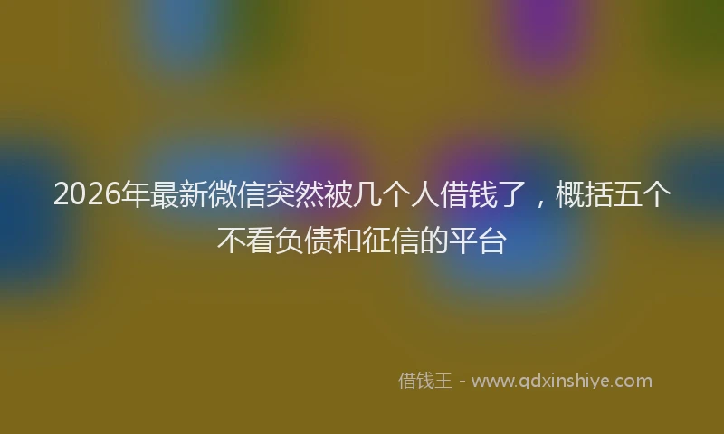 2026年最新微信突然被几个人借钱了，概括五个不看负债和征信的平台