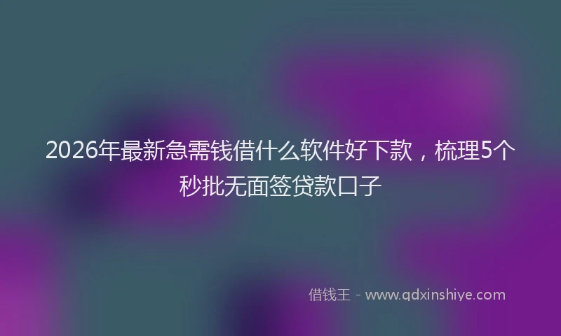 2026年最新急需钱借什么软件好下款，梳理5个秒批无面签贷款口子