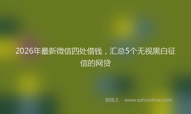2026年最新微信四处借钱，汇总5个无视黑白征信的网贷