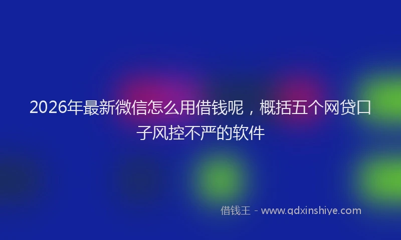 2026年最新微信怎么用借钱呢，概括五个网贷口子风控不严的软件