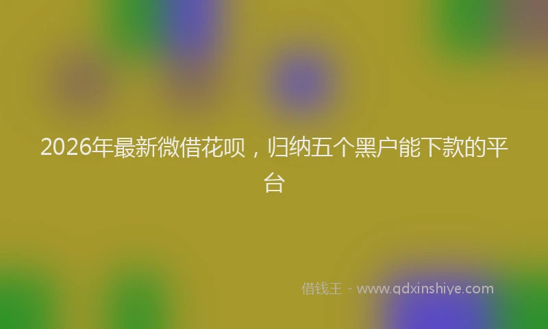 2026年最新微借花呗，归纳五个黑户能下款的平台